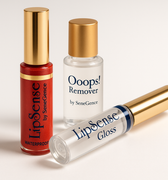 create one image that combines LipSense Lip colour, oops remover and clear gloss
